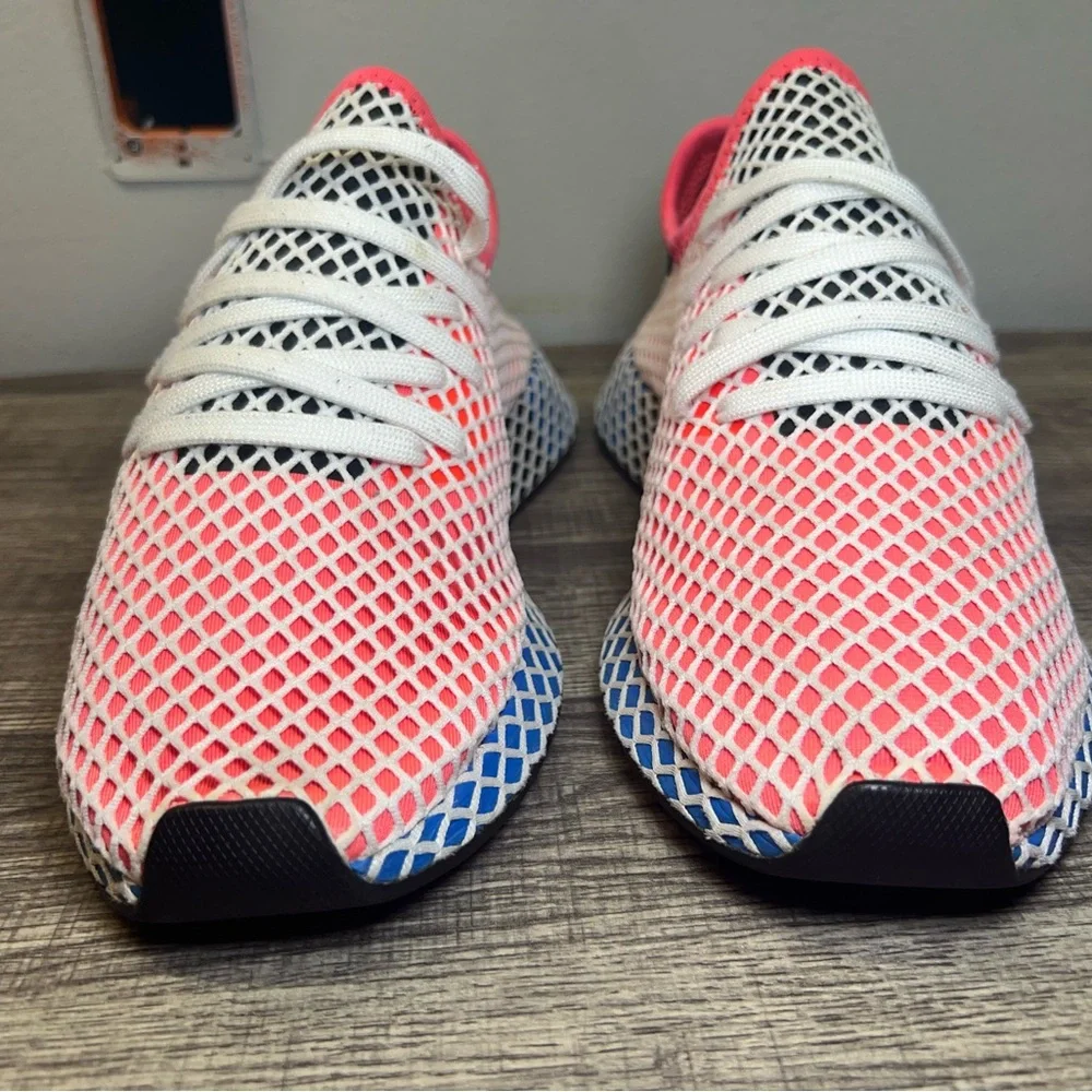 adidas Men's Coral Pink Mesh Sneakers with Blue Midsole